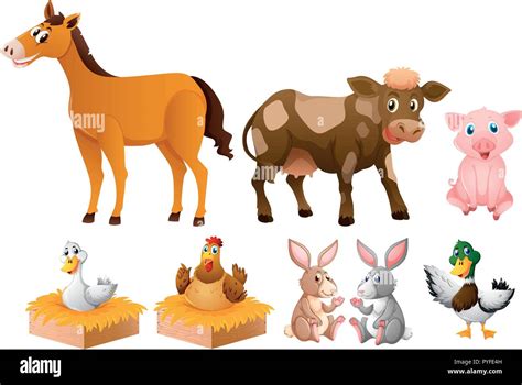 Different Kinds Of Farm Animals Illustration Stock Vector Image And Art