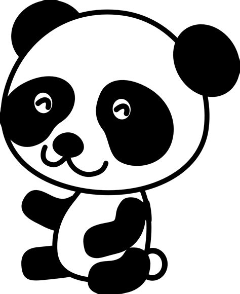 Download Giant Red Bear Art Transprent Png Free Panda Black And White