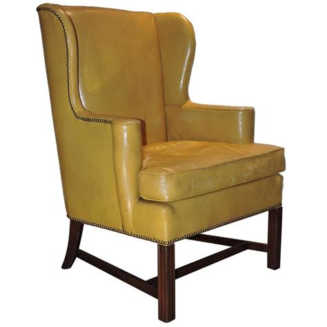 Chippendale Style Mustard Yellow Wingback Library Chair For Sale At 1stdibs