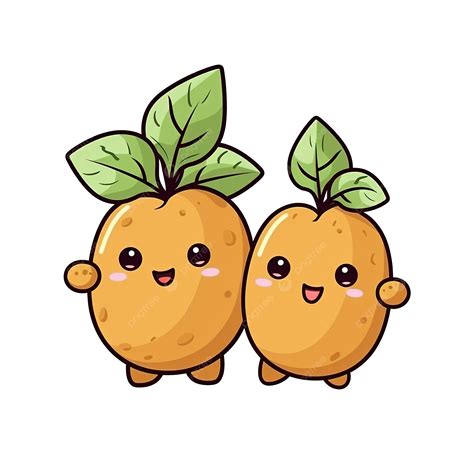 Cute Funny Potato Vegetable Cartoon Kawaii Style Potato Vegetable