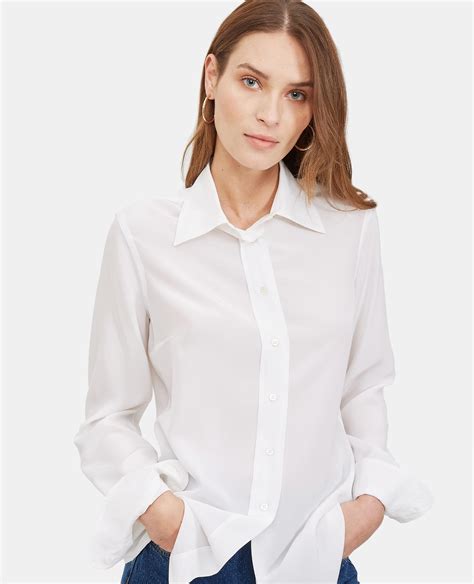 Aspesi Classic Shirt In Silk Crepe De Chine In White Lyst