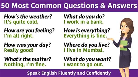 50 Most Common Questions And Answers Daily Use Questions And Answers English Speaking