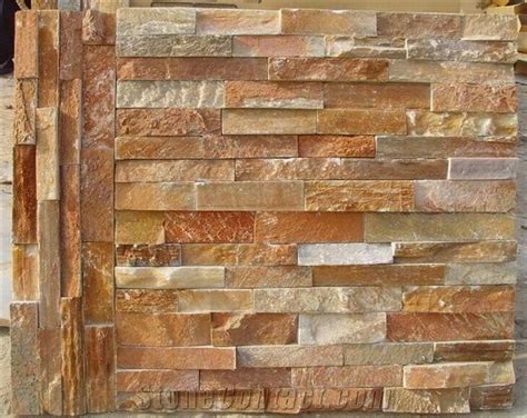 China Slate Cultured Stone Wall Tilesyellow Wood Grain