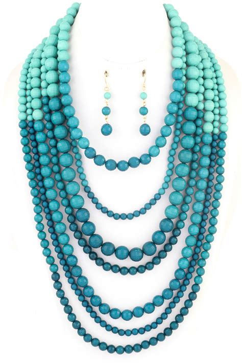 Multi Layered Beaded Necklace Set Necklaces