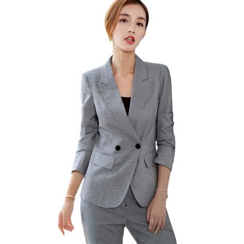 2018 Women Pant Suit 2 Piece Set Office Uniform Designs Women Business