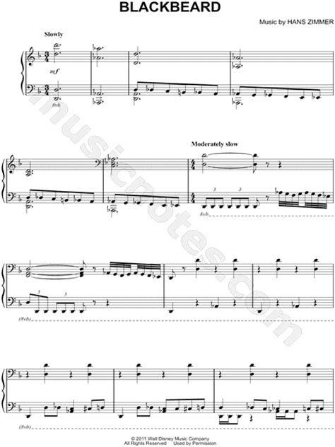 blackbeard from pirates of the caribbean on stranger tides sheet music piano solo in d