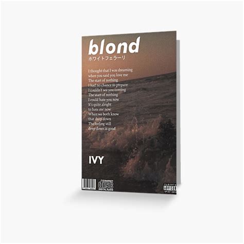 Frank Ocean Blonde Ivy Poster Greeting Card By Pilowtek Redbubble