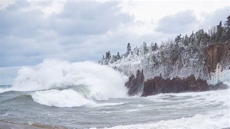 Watch Massive April Storm Waves Batter Lake Superior North Shore
