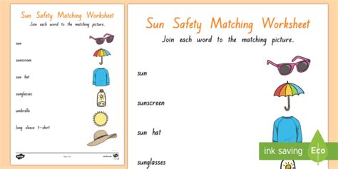 Sun Safety Matching Activity Teacher Made