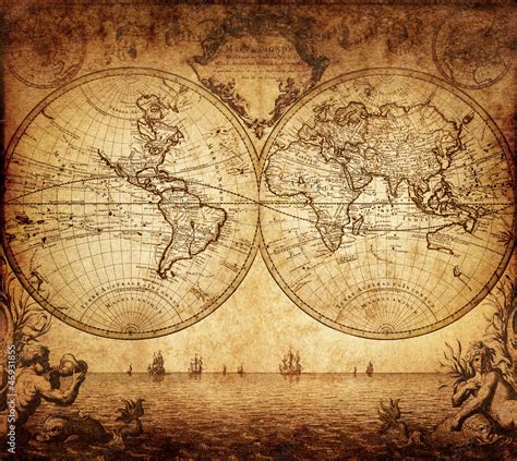 Vintage Map Of The World Stock Photo Adobe Stock