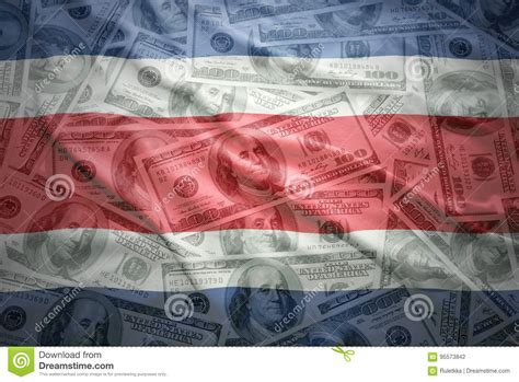 The united states dollar is divided into 100 cents. Colorful Waving Costa Rican Flag On A Dollar Money Background Stock Photo - Image of background ...