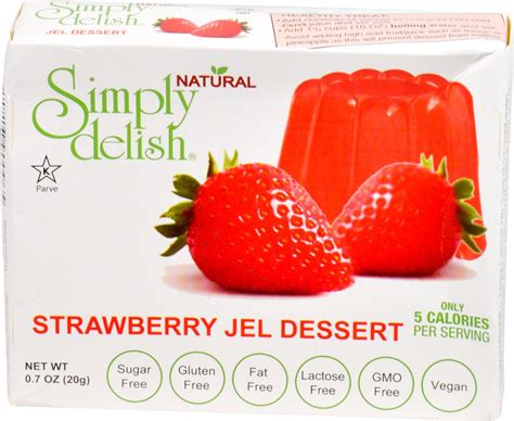 simply delish natural jel dessert sugar free strawberry 0 7 oz nutritious snacks delish food