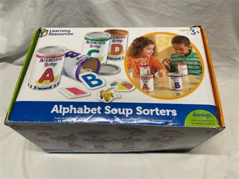 Learning Resources Alphabet Soup Sorters 26 Cans Photos Letters 209 Pic