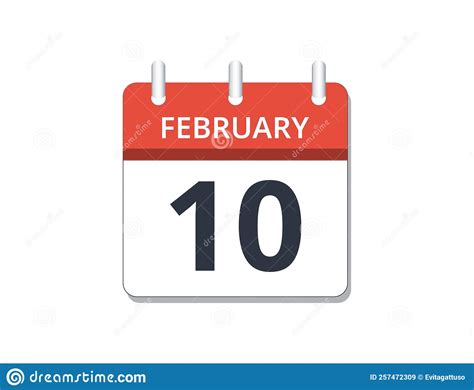 February 10th Calendar Icon Vector Concept Of Schedule Business And