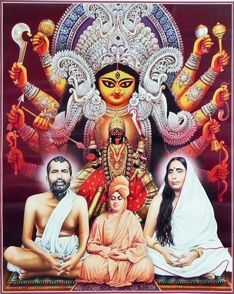 Durga Kali With Ramakrishna Dev Sarada Ma And Vivekananda Durga