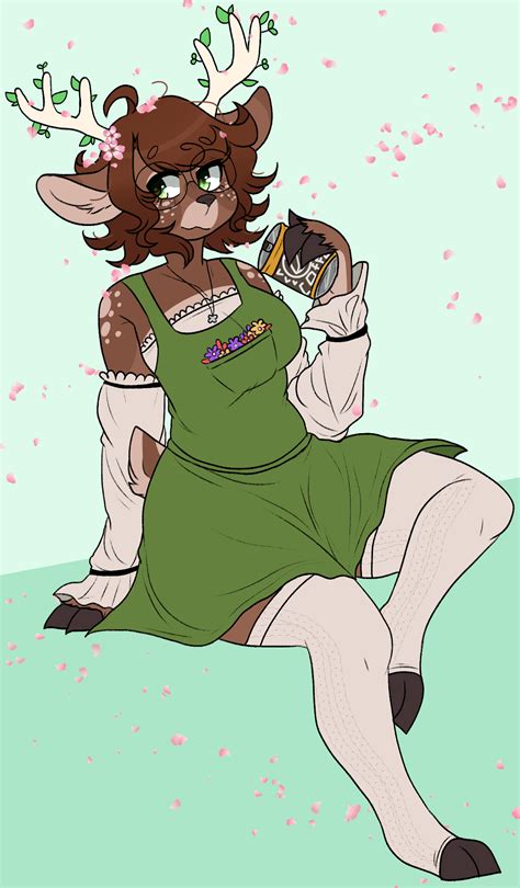 i got a commission of my trans deer girl in a cute dress that my girlfriend designed i m
