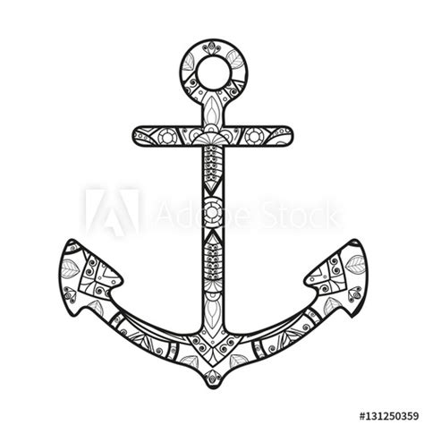 Download Vector illustration of a black and white mandala anchor ...