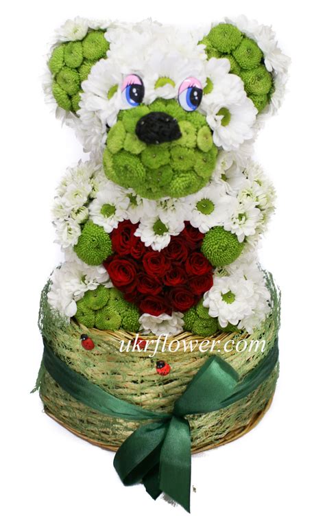 Make a birthday special with a unique birthday delivery! Teddy Bear Made of Flowers ― Ukrflower - flower delivery ...