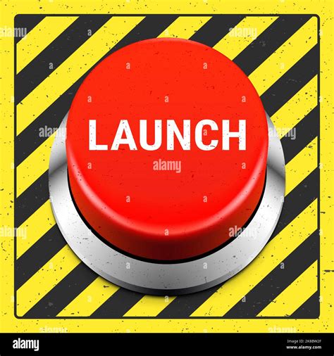 Launch Red Button On A Grunge Industrial Background Nuclear Bomb