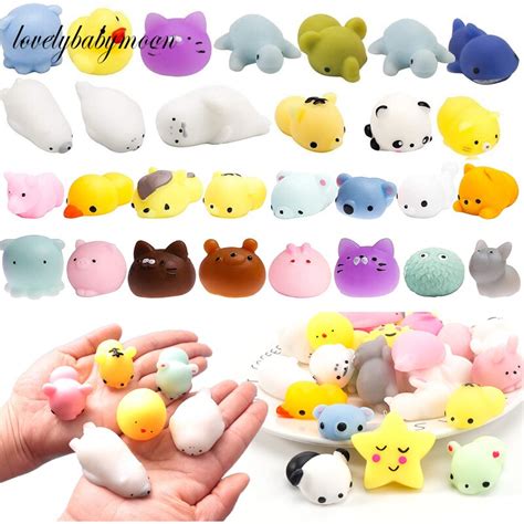 10 60 Pcs All Different Cute Mochi Squishy Cat Slow Rising Squeeze