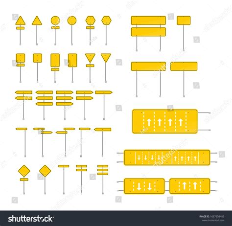 Road Yellow Traffic Signs Set Blank Stock Vector Royalty Free