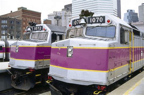 Mbta F40ph 2c Locomotives At South Station Boston Ma In March 1991
