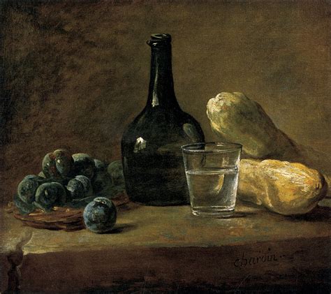 Still Life With Plums Painting By Jean Baptiste Simeon Chardin Fine