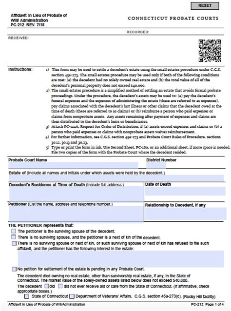 .act 300 distribution act 1958 incorporating all amendments up to 1 january 2006 published by the commissioner of law revision, malaysia under the authority of the revision of laws act 1968 in collaboration with percetakan nasional malaysia. Connecticut Small Estate Affidavit | PC-212 « Affidavit Forms