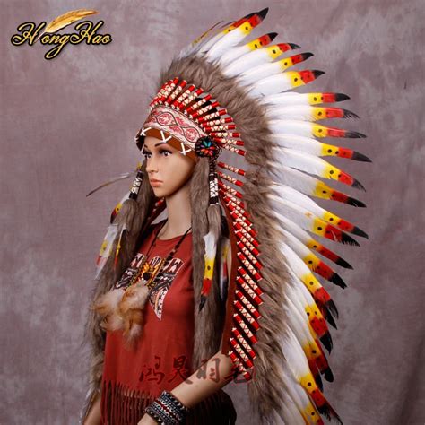 Excellent Customer Service Online Best Choice White Black Hat Feather Headband Costume Indian
