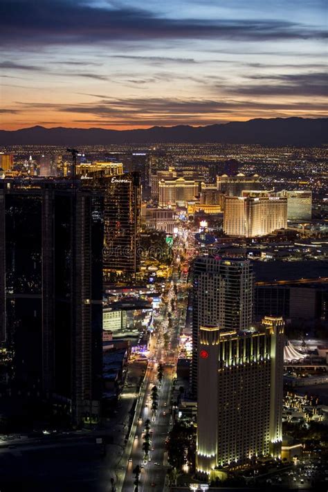 Sunset Over Las Vegas Editorial Stock Image Image Of Entertainment