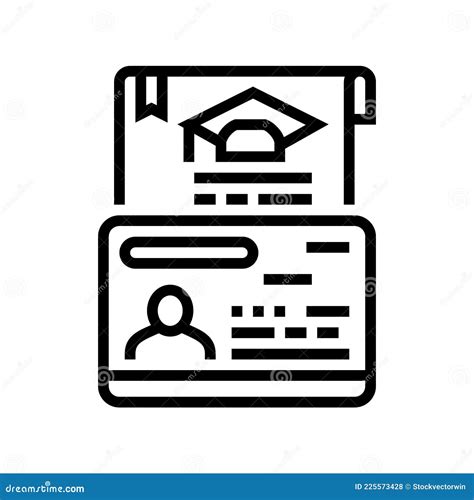 Educational Visa Line Icon Vector Illustration Stock Vector