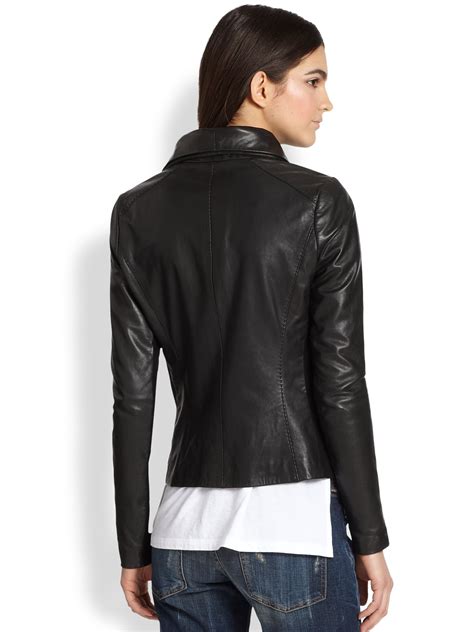 Vince Leather Scuba Jacket In Black Lyst
