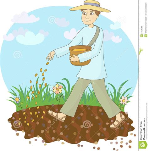 The Farmer Sows Grain Stock Vector Illustration Of Seed 34526761