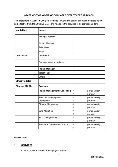 Examples Of Statement Of Work Template