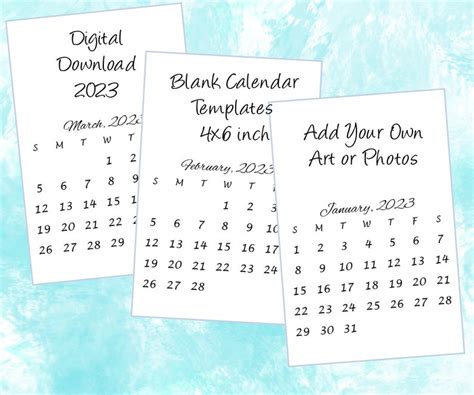 Printable 2023 Calendar Templates 4 X 6 Inch Add Your Own Etsy Ireland