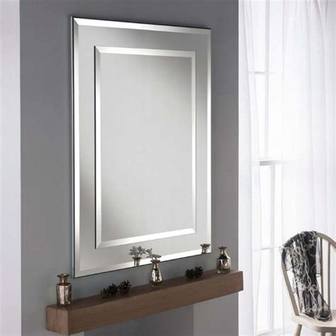 Contemporary Wall Mirror Rectangular Silver Frame Decor