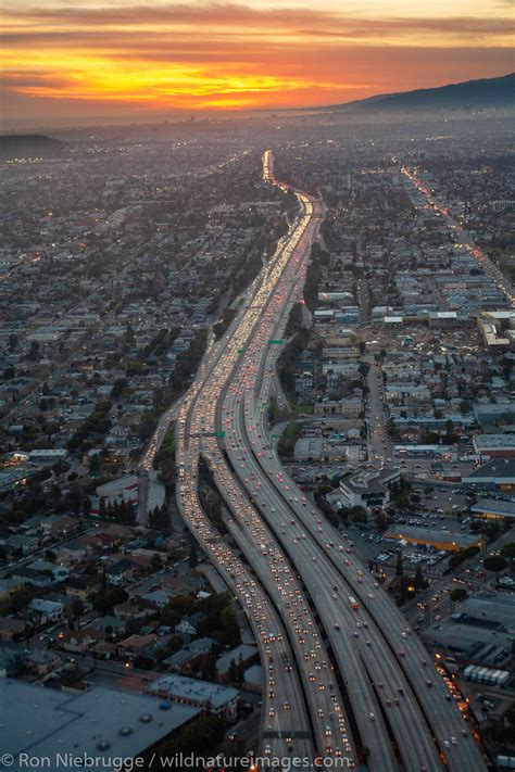Aerial View Of The Santa Monica Freeway Los Angeles