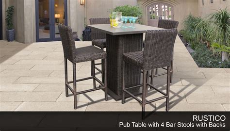 Outdoor 5 Piece Pub Table Set Wicker Pub Table And Chairs