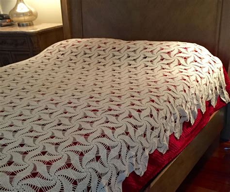 Hand Crochet Bedspread Bed Cover Pinwheel Pattern Vintage Etsy