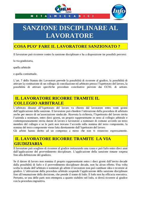 Impugnazione Sanzione Disciplinare Benvenuti Su Uilmprovinciagranda