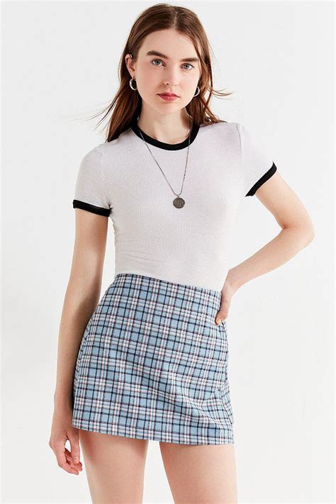 Urban Outfitters Uo Plaid Pelmet Mini Skirt In Blue Lyst