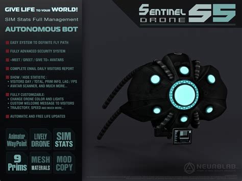 Second Life Marketplace Drone Sentinel S5 Black Securitygreeter