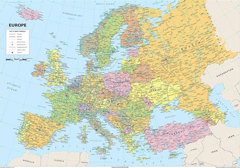 Europe Map Paper Laminated A0 Uk Stationery And Office
