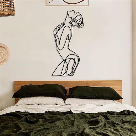 Minimalist Line Art Naked Woman Wall Art Metal Wall Etsy