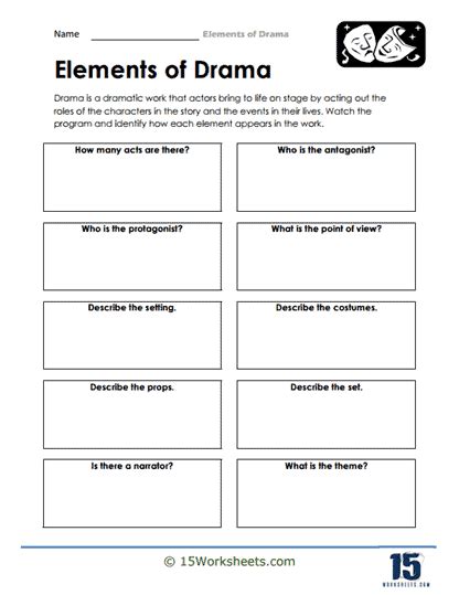 Elements Of Drama Worksheets 15