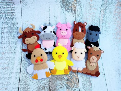 Farm Animals Finger Puppets Birthday Farm Toys Felt Finger Etsy Australia