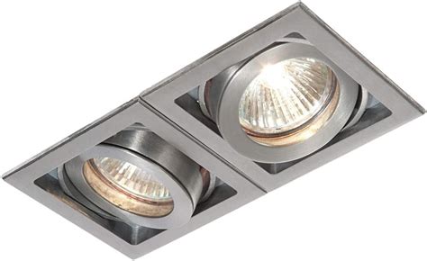 Doubletwin Square Adjustable Head Ceiling Spotlight Aluminium Gu10