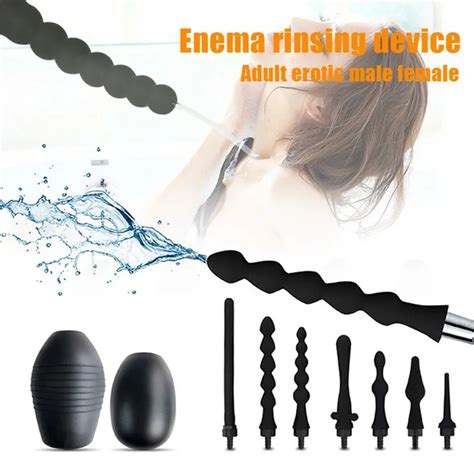 silicone enema shower nozzle for ass healthy rectal anal syringe douche system vaginal cleansing