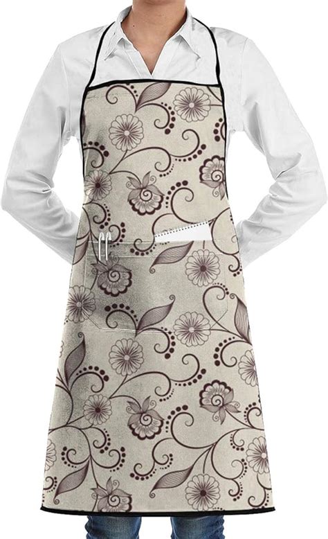 Martrelool Kitchen Apron Classical Luxury Old Fashioned Floral Design Restaurant