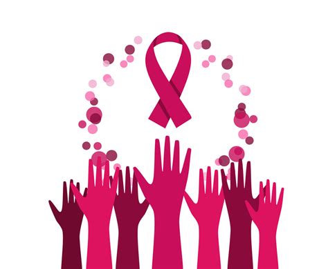 Reaching Hands Breast Cancer Ribbon Vector Vector Art And Graphics